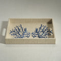 Blue Coral Raffia Coastal Serving Tray