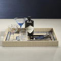 Blue Border Raffia Tray styled with cocktails