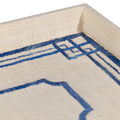 Blue Border Raffia Tray corner closeup