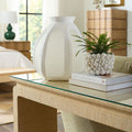 Zuri Grasscloth Console with glass topper
