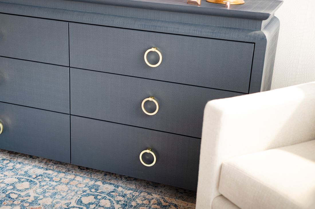 Zuri Storm Blue Dresser - Lacquered Linen Furniture