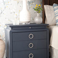 Zuri Navy Nighstand in bedroom