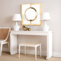 Zuri White Console styled with white lamps