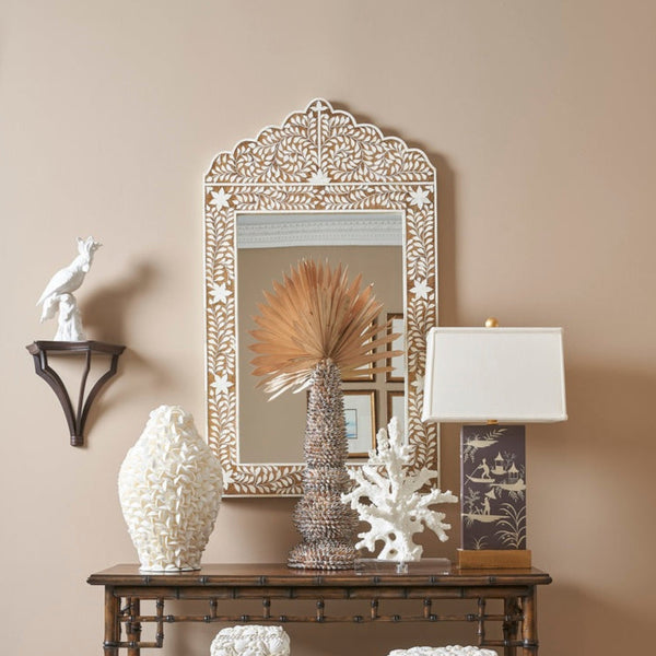 Imelda Bone Inlay Mirror styled with console table