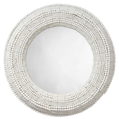 Summerset White Beaded Mirror from Dear Keaton