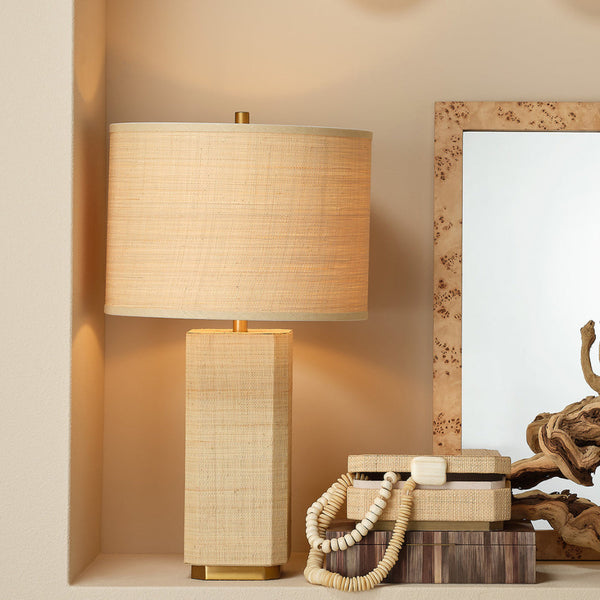 Edisto Table Lamp Styled with burl mirror