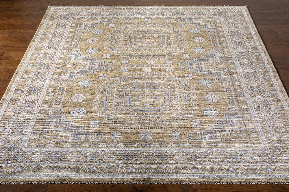 Mayla Wool Rug - mustard, beige, pale blue