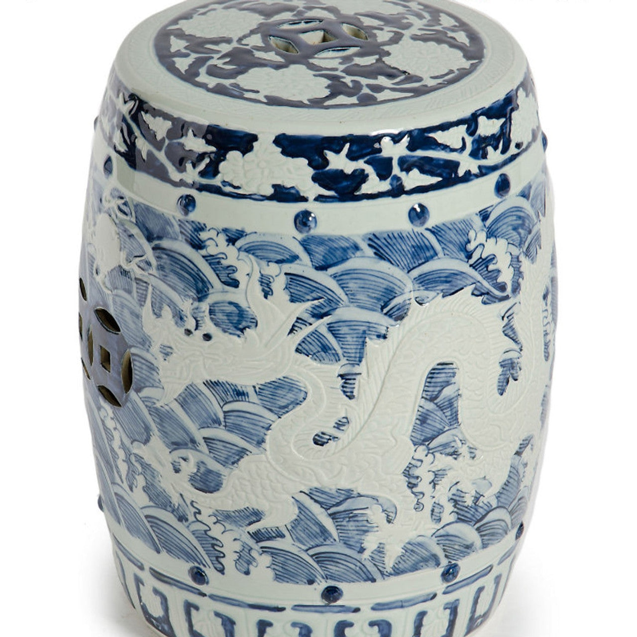 Carved Dragon Garden Stool