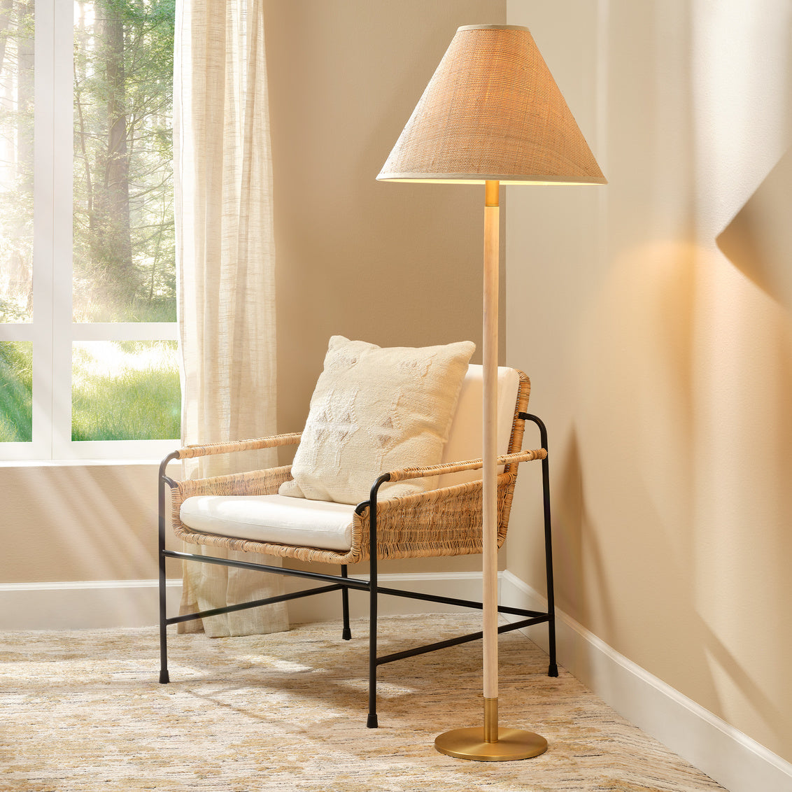 Monterey Floor Lamp with Raffia Cone Shade