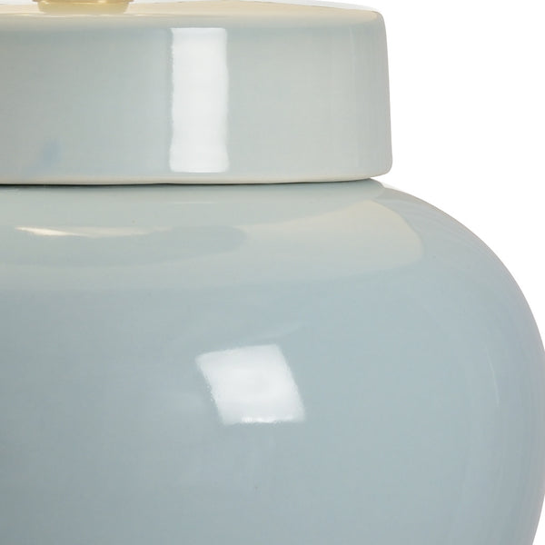 Lilou Soft Blue Table Lamp lidded urn closeup