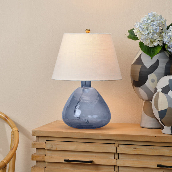 Azule Mini Blue Glass Lamp on Console