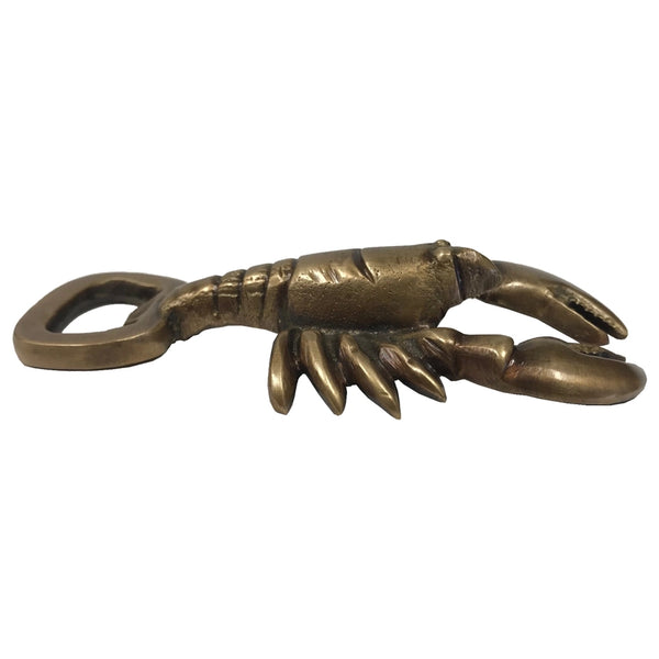 Antiqued Brass Lobster Bottle Opener side view