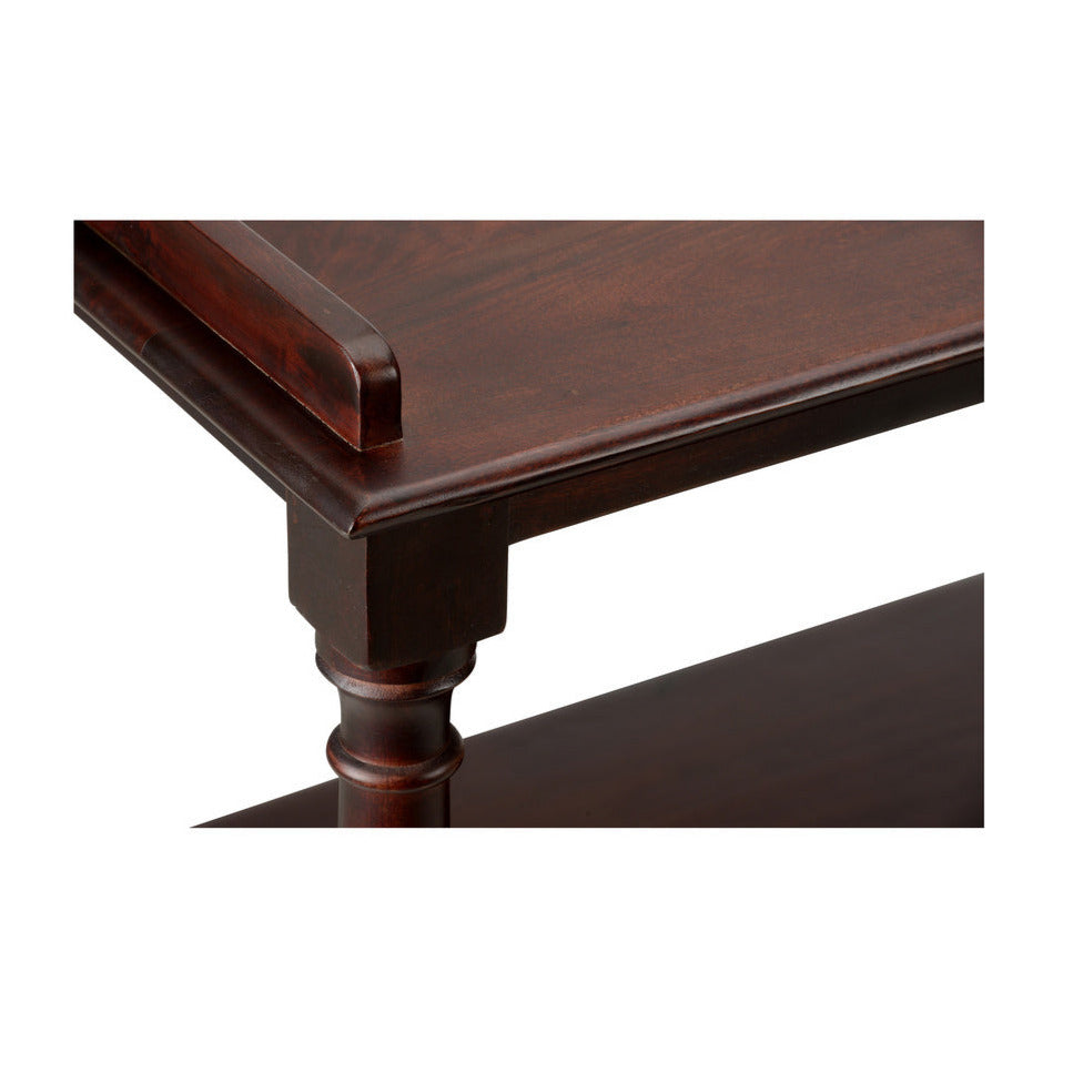 Drayton Butlers Trolley - dark mahogany finish corner detail