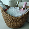 Salina Rattan Party Bucket with ice and champagne