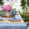 Charlotte Indigo Table Cloth with matching napkins