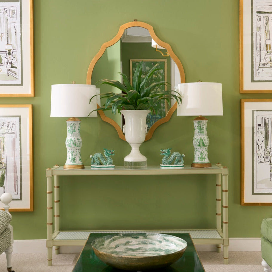 Cabana Celery Console Table - Bamboo and Woven Cane - Dear Keaton