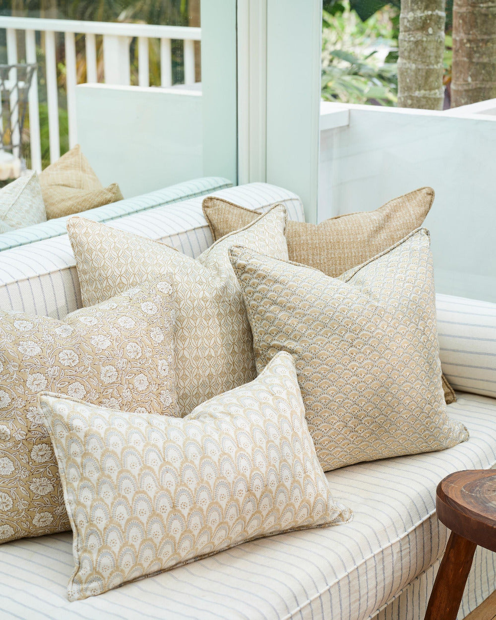 Walter G Elm Block Print Pillow Covers on sofa