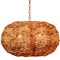 Large Natural Beaded Clamshell Chandelier illuminated