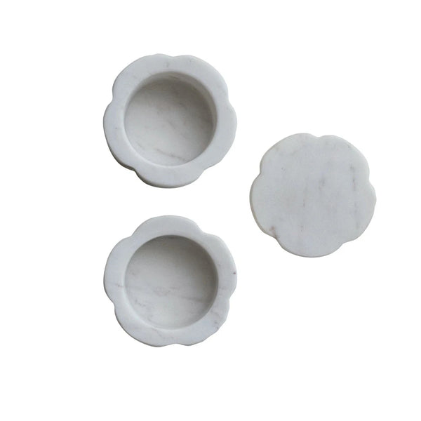 Stacked White Marble Pinch Pot Set