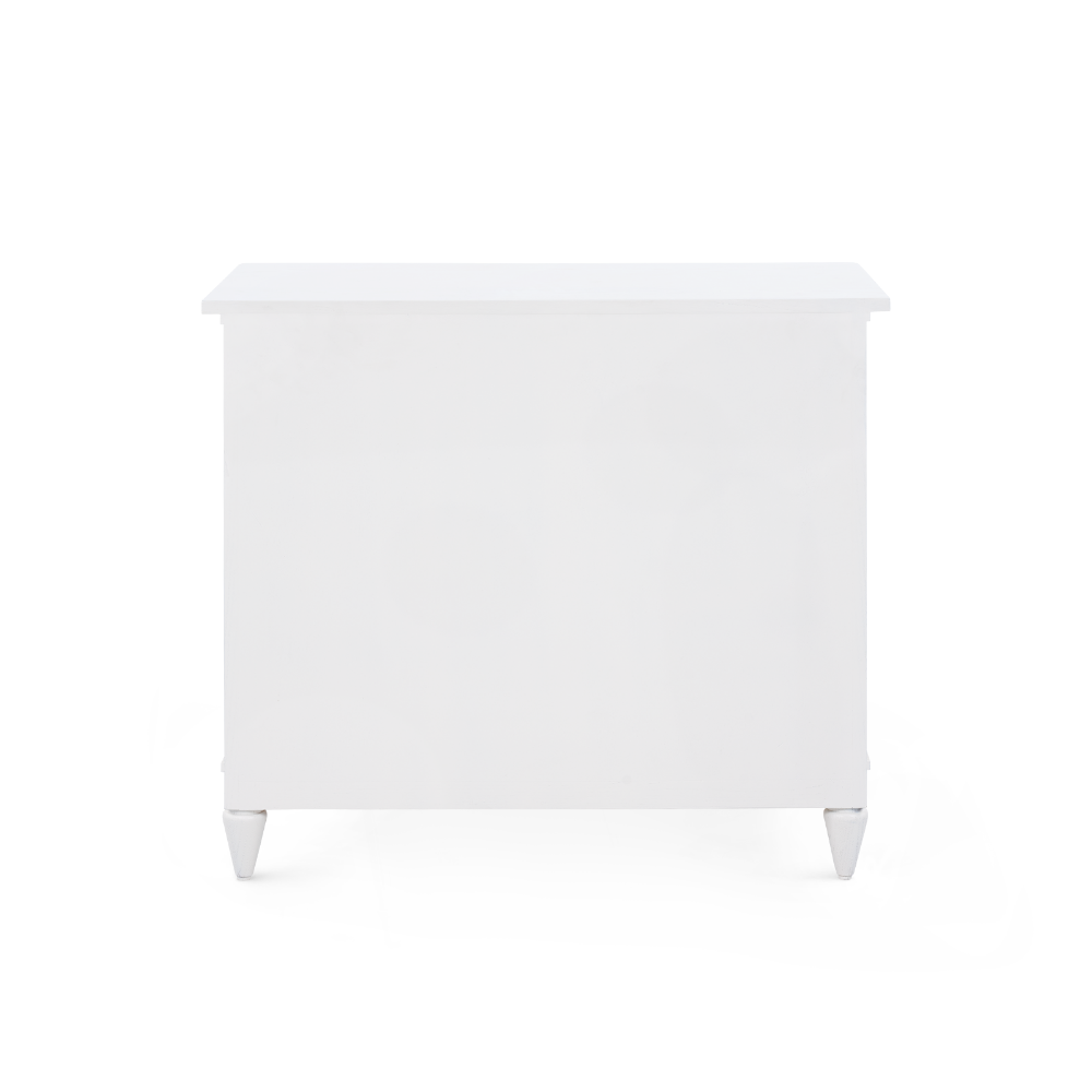 Flavie Three Drawer White End Table back view