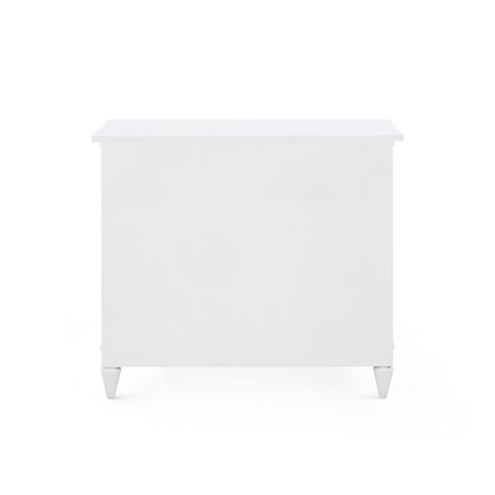 Flavie Three Drawer White End Table back view