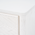 Flavie Three Drawer White End Table closeup
