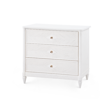 Flavie Three Drawer White End Table