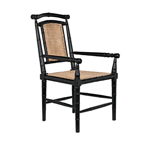 Colonial Bamboo Arm Chair Black Chinoiserie