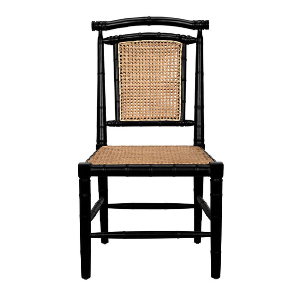 Colonial Bamboo Side Chair with Woven Cane Seat and Back