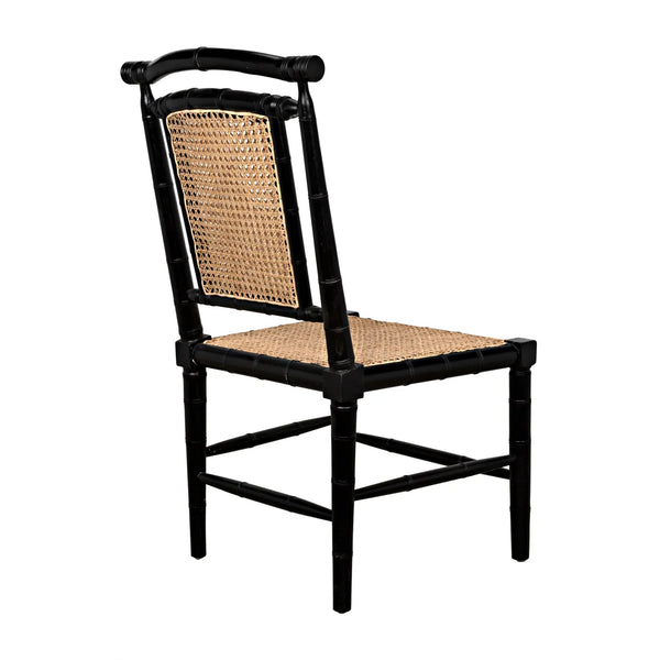 Colonial Bamboo Side Chair Woven Cane Back