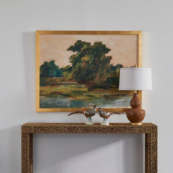 Miraval Earth Gourd Lamp styled on console table