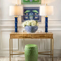 Carved bamboo green garden stool styled