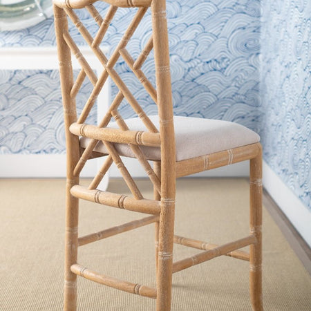 Hayden Natural Counter Stool backview styled in room