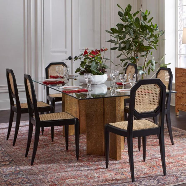 Lana Black Woven Cane Side Chair styled in holiday dining room