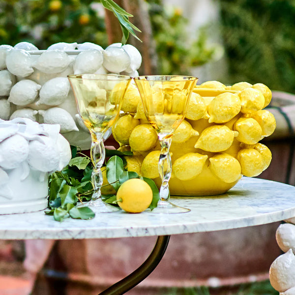 Ceramic Lemon Planters in Garden Scene