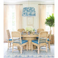 Set of Two Tisbury Dining Chairs with blue custom cushions in dining room