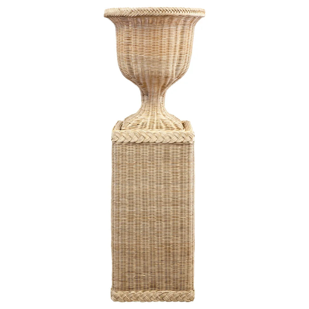 Braided Wicker Small Square Pedestal  and Urn