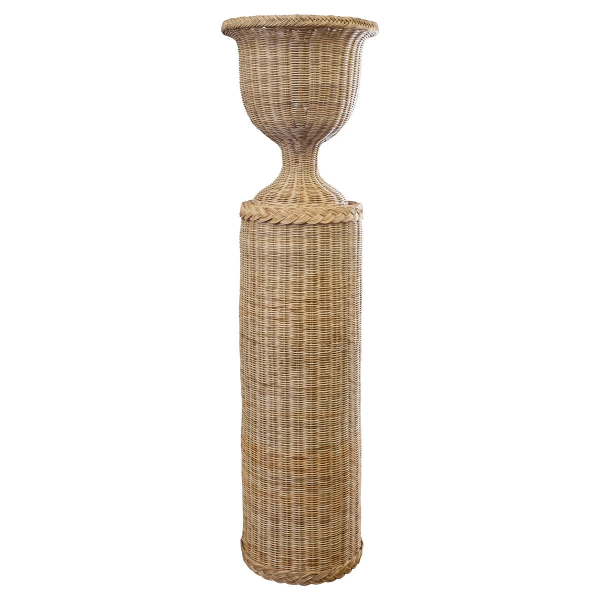 Braided Wicker Urn with Wicker Base