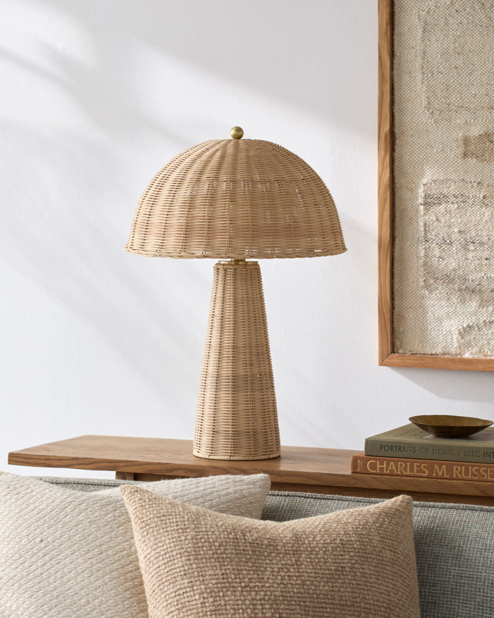 Nina Rattan Lamp styled on console