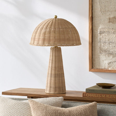 Nina Rattan Lamp styled on console