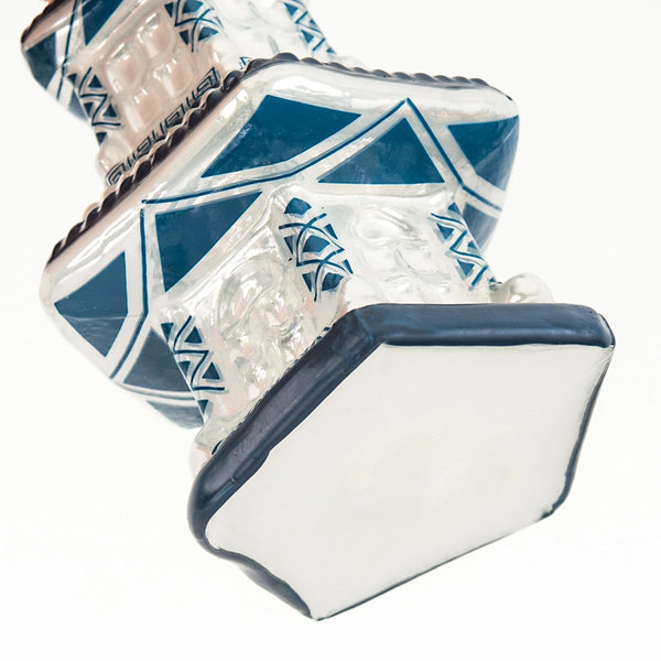 Glass Pagoda Ornament - Blue and White painted details
