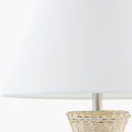 Ponte Whitewash Rattan Lamp - white linen tapered shade