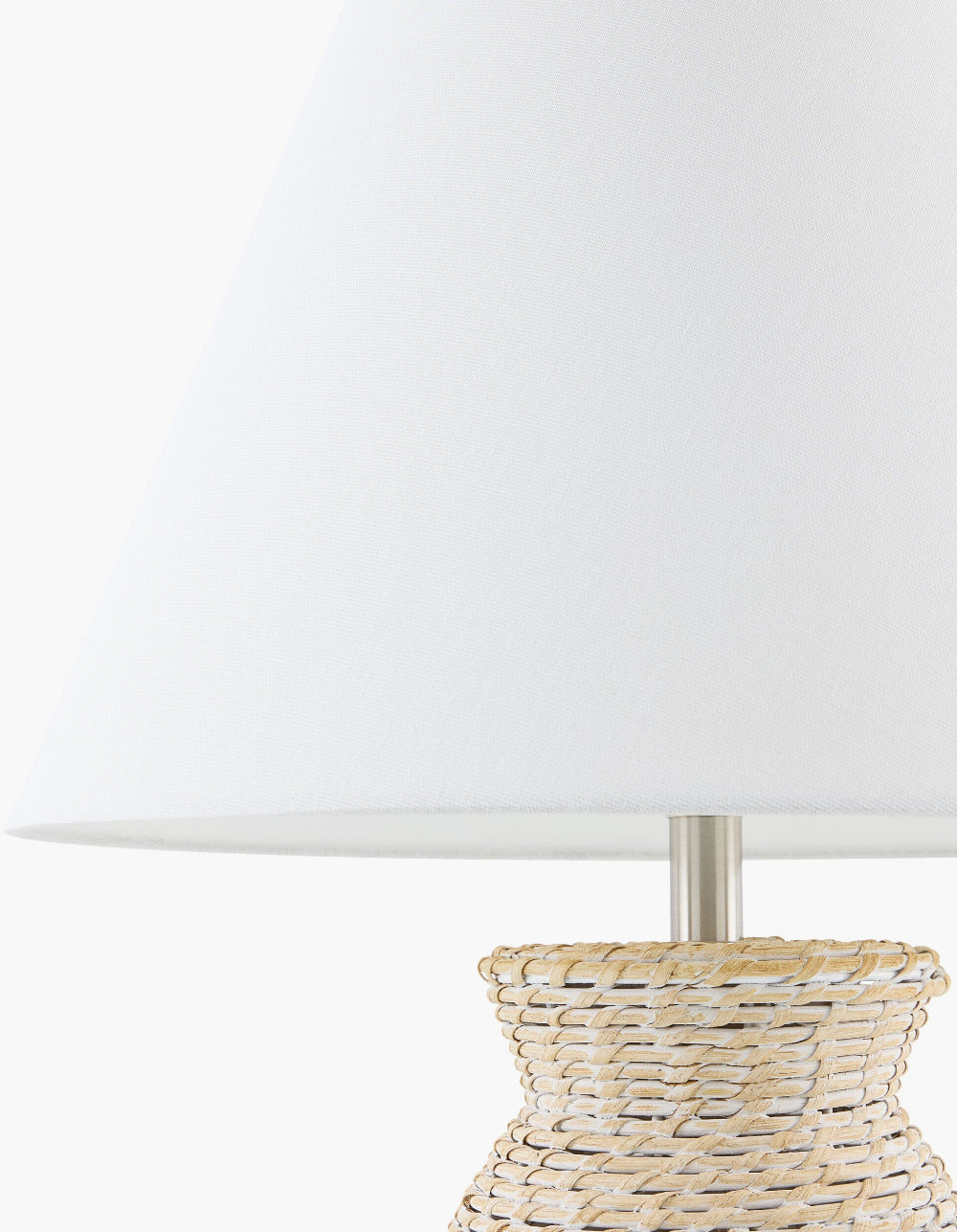 Ponte Whitewash Rattan Lamp - white linen tapered shade