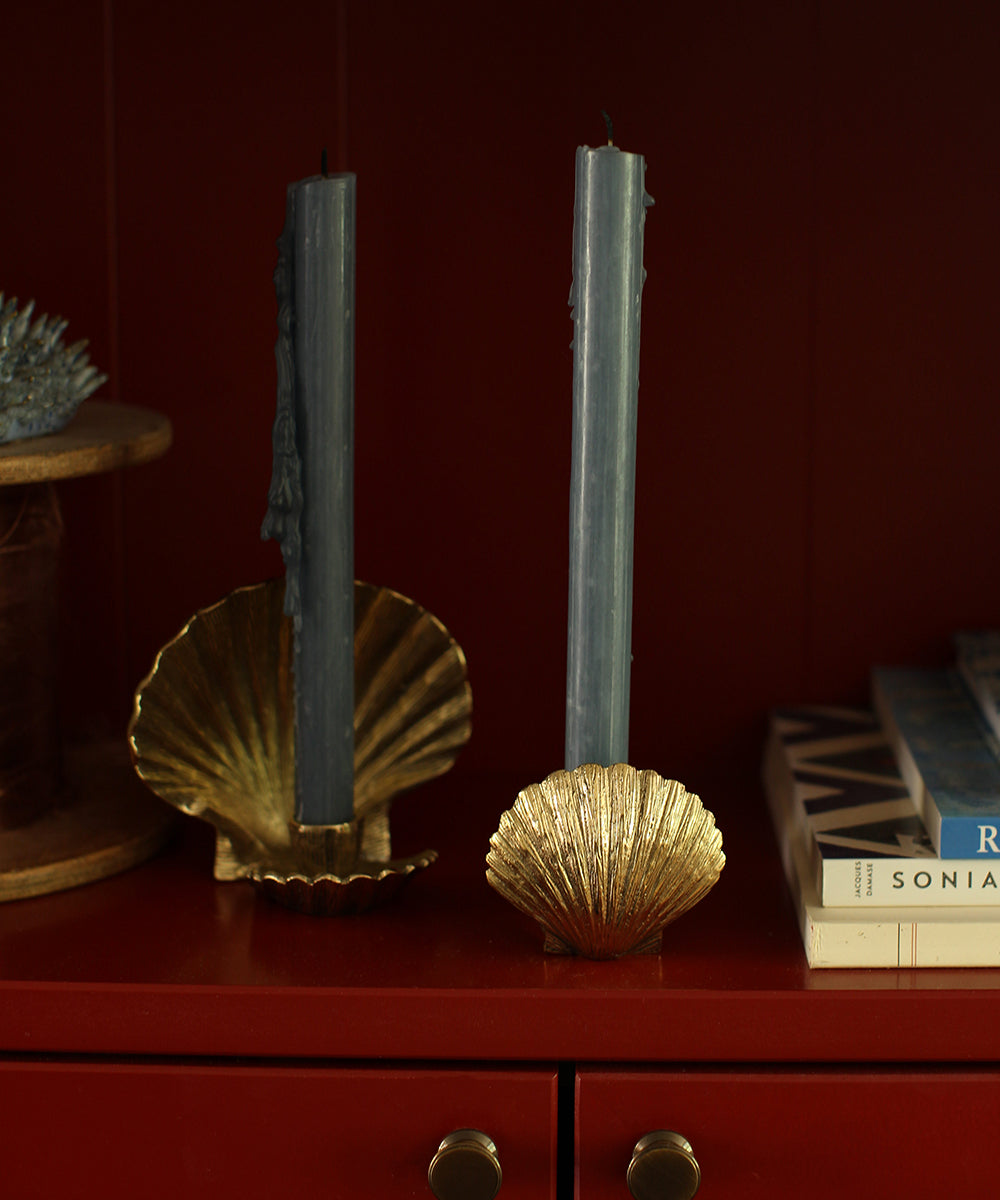 Brass Shell Candle Holders styled together