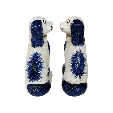 Blue Staffordshire Dogs facing each other