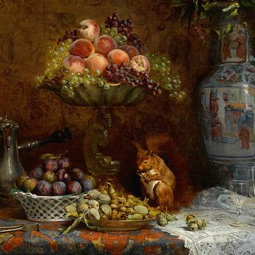 Still Life Print in Antiqued Brass Oval Frame