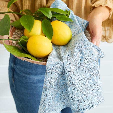 St Tropez Azure Napkin with bowl of lemons