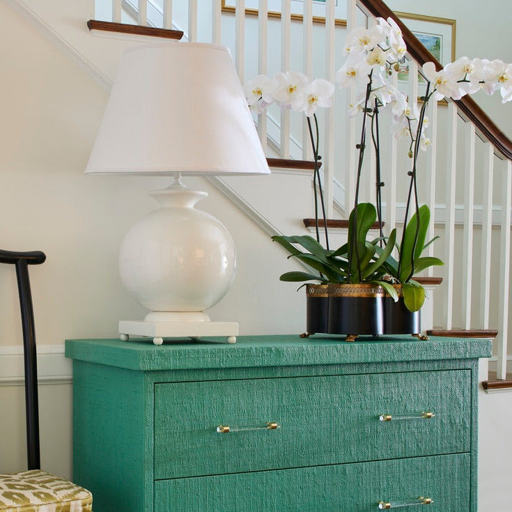 Niles White Ceramic Table Lamp with White Tapered Shade