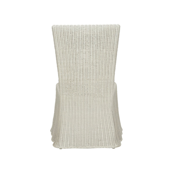 Whitewash Draped Wicker Chair back view