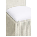 Whitewash Draped Wicker Chair with white cushion closeup
